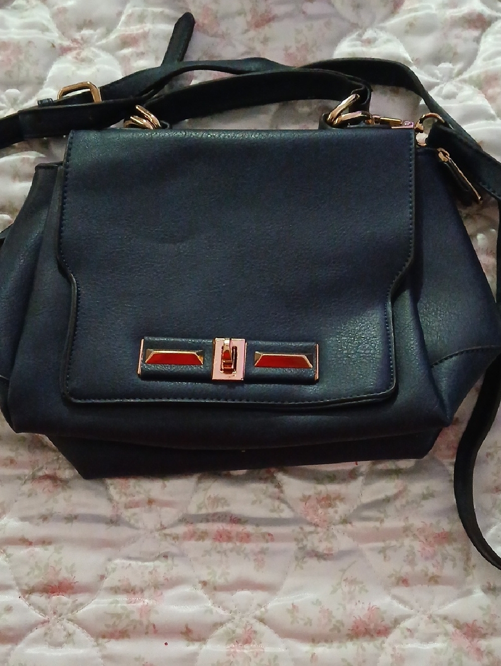 Classic Dark Navy Blue Crossbody Satchel - Unbranded